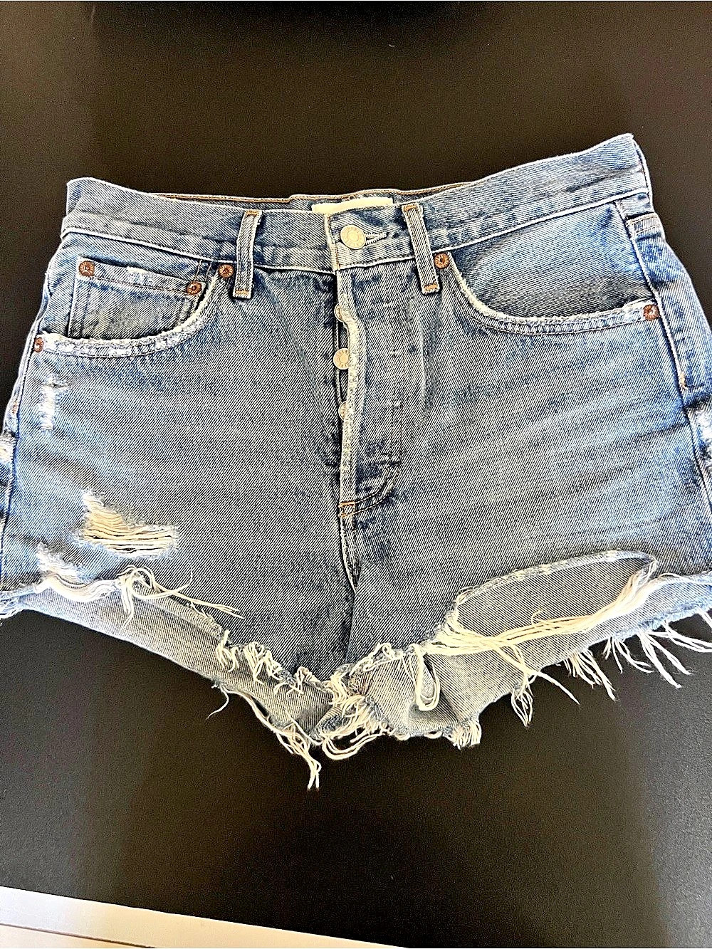 AGOLDE Parker Vintage Cut Off Short Denim Jean Shorts Blue Waist 25
